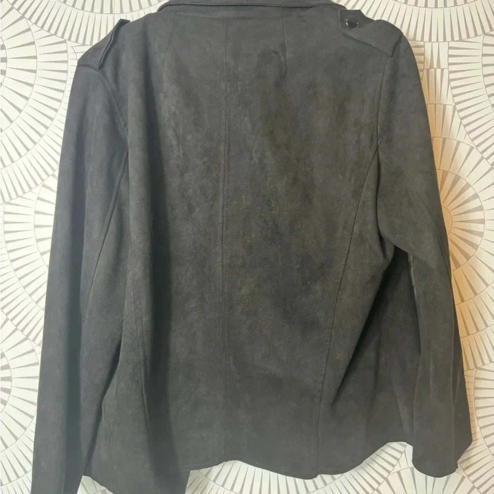Kut from the Kloth Women’s Black Faux Suede Open Waterfall Blazer Jacket Size XL - Picture 6 of 8